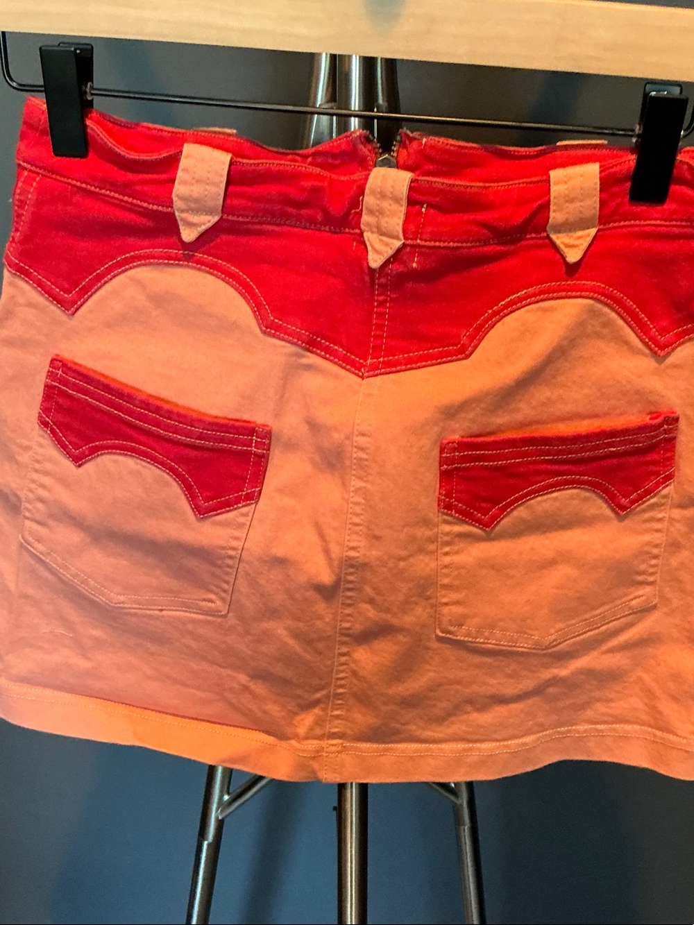 BDG Two-Tone Pink and Red Mini Skirt - Picture 4 of 9
